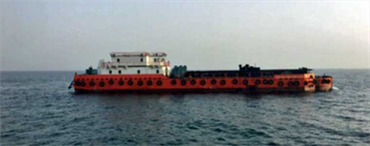 53 m Excavator Barge with Three Spuds and Four Point Mooring